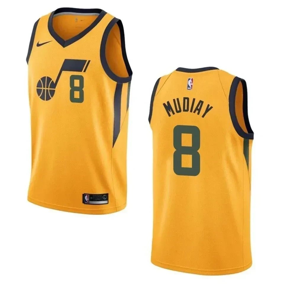 Men's Utah Jazz Emmanuel Mudiay Statement Swingman Jersey Gold - 100% Polyester
