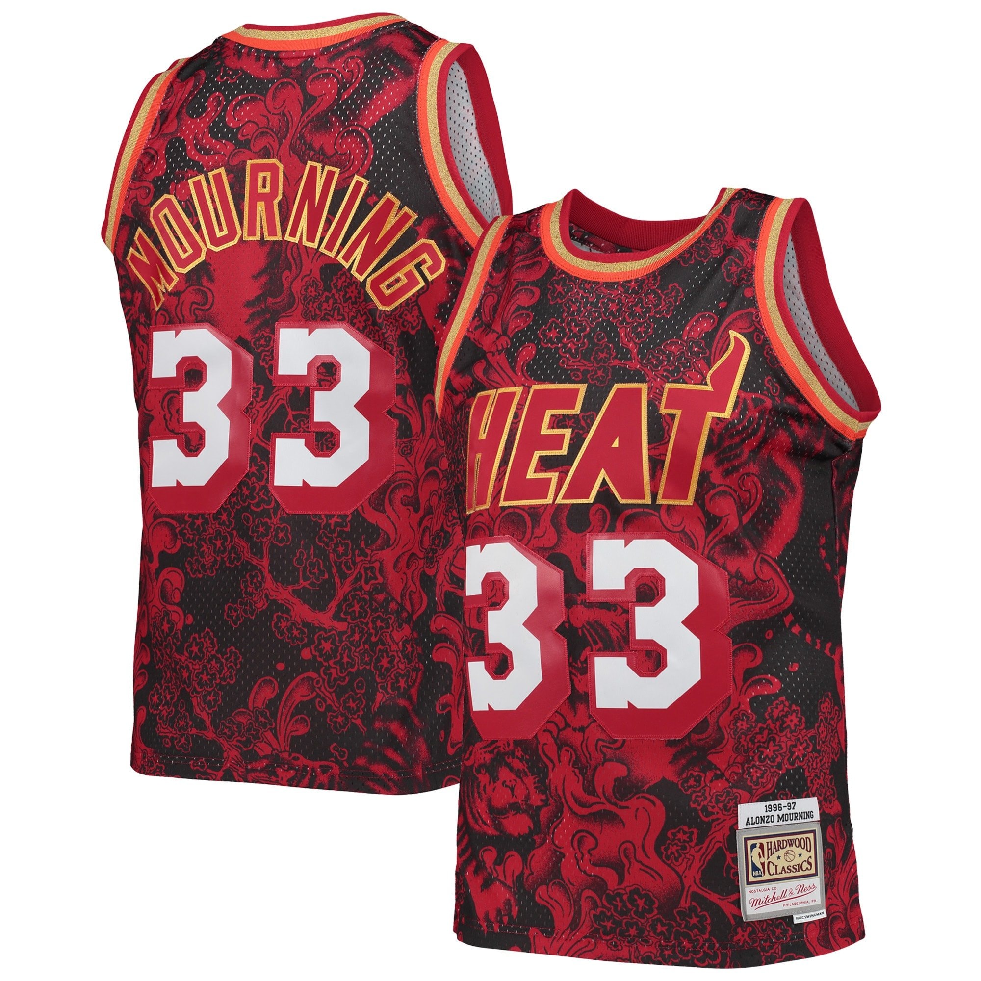 Men's Mitchell & Ness Alonzo Mourning Red Miami Heat 1996/97 Hardwood Classics Swingman Jersey