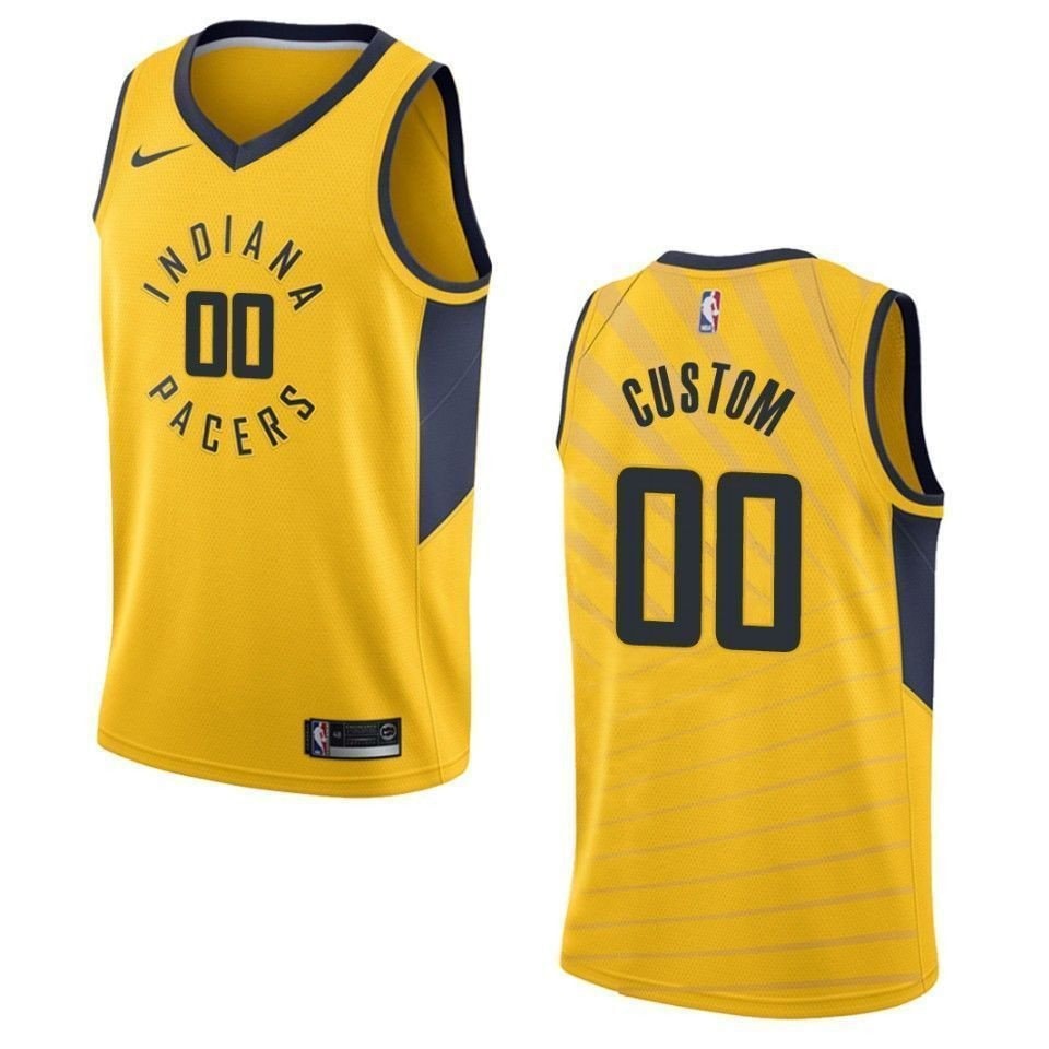 Men's Indiana Pacers 00 Custom Statement Swingman Jersey Gold Multi Color