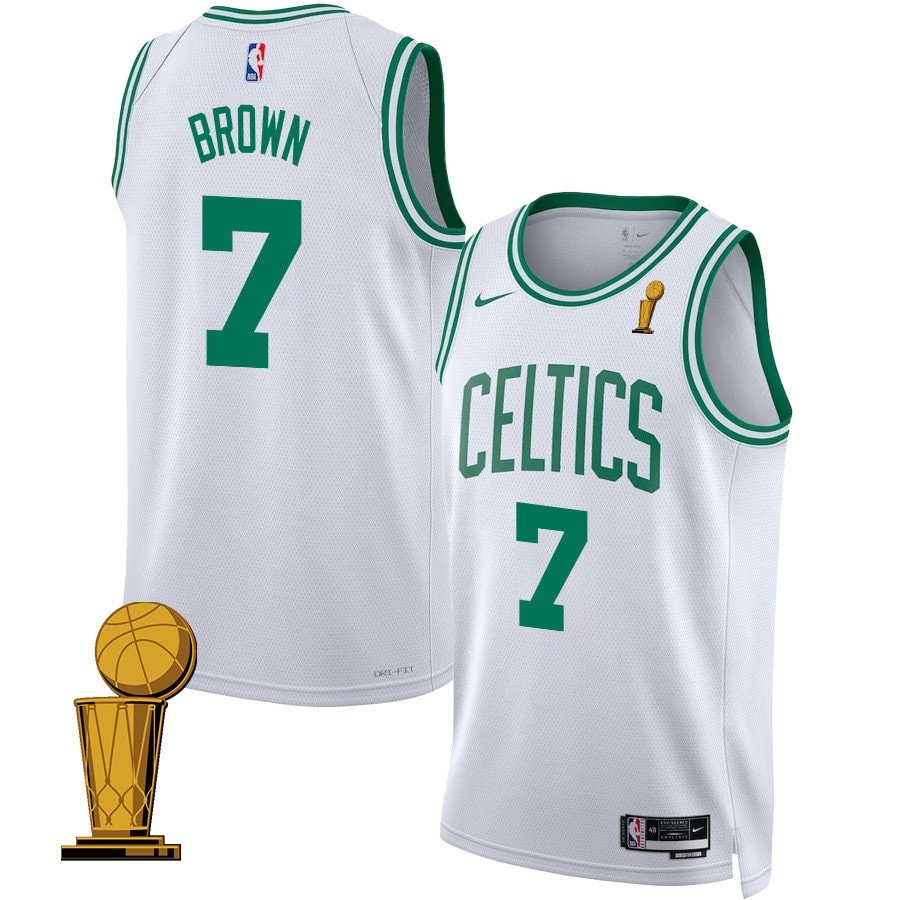 Jaylen Brown 7 Boston Celtics 2024 Finals Champions Swingman Jersey Association Edition White