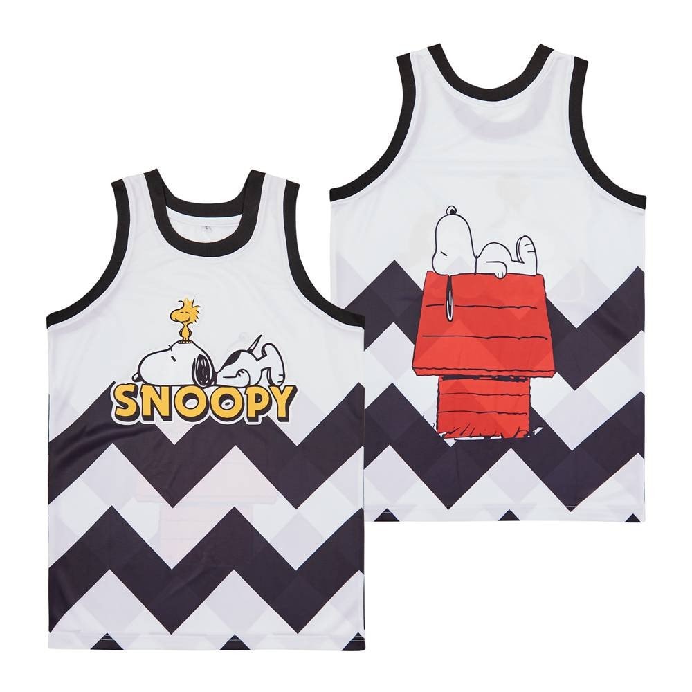 Snoopy Peanuts Cartoon Swingman Jersey White Black Unisex