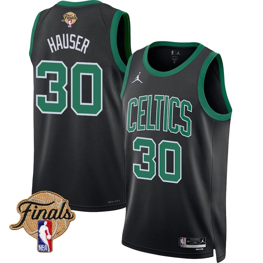 Sam Hauser 30 Boston Celtics 2024 Finals Patch Swingman Jersey Statement Edition Black