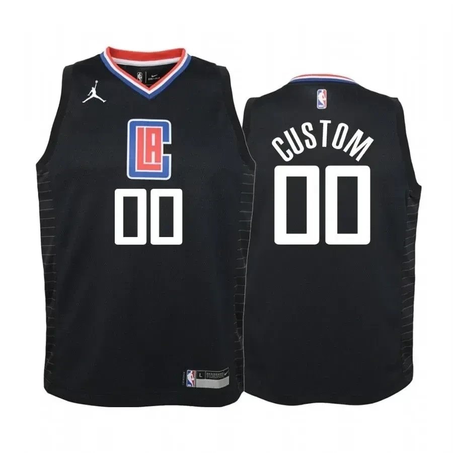 Youth Custom LA Clippers Black State Jersey Jumpman Unisex S-3XL