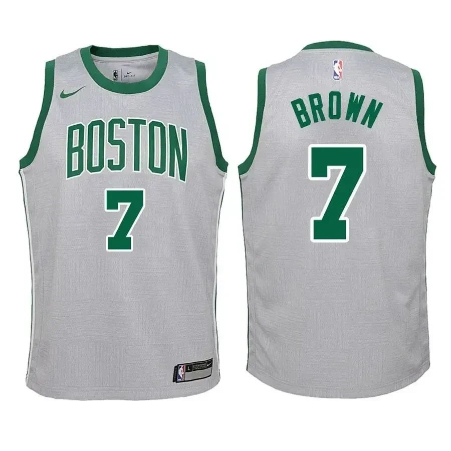 Youth Celtics Jaylen Brown #7 City Edition Gray Jersey - Unisex