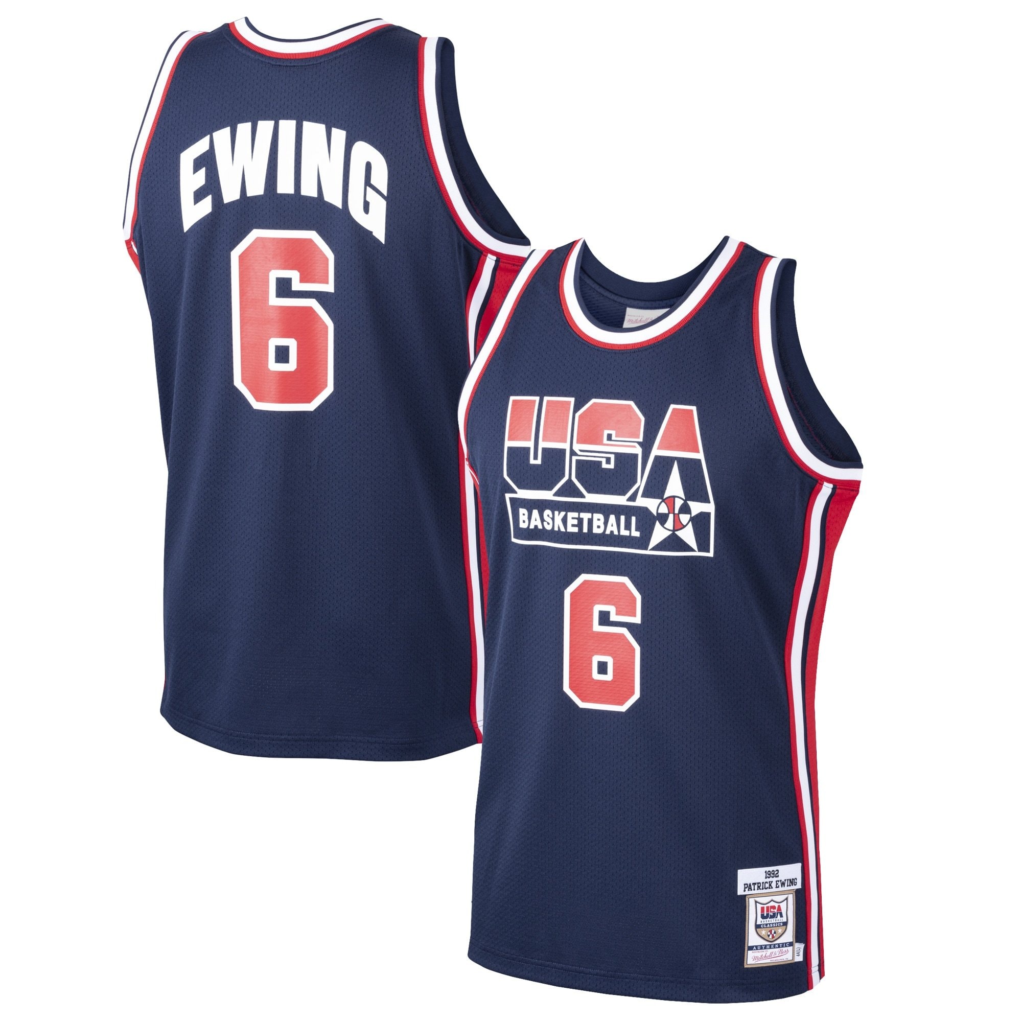 Men's Mitchell & Ness Patrick Ewing Navy USA Basketball Home 1992 Dream Team Jersey