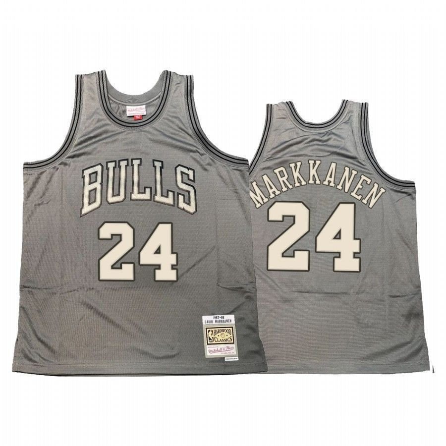 Men's Lauri Markkanen 24 Chicago Bulls Hardwood Classics Jersey Gray