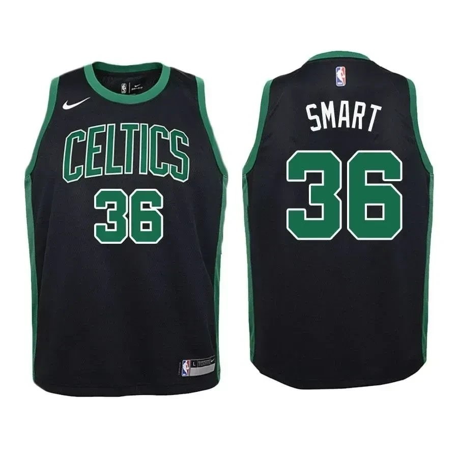 Youth Celtics Marcus Smart #36 Statement Edition Black Jersey