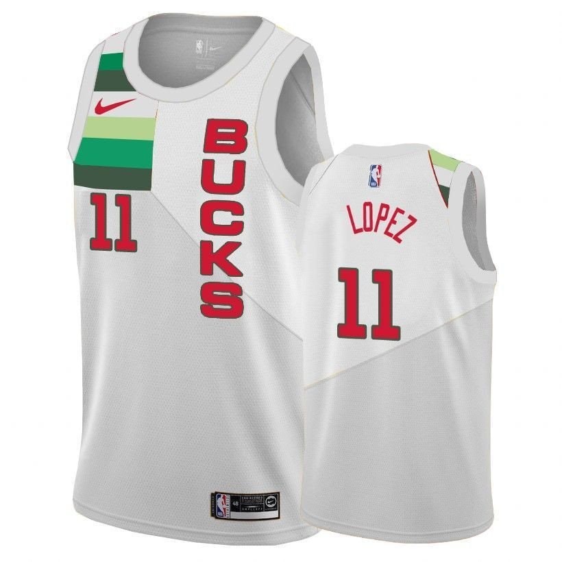Men's Basketball Team Brook Lopez 11 Male Earned Edition White Jersey