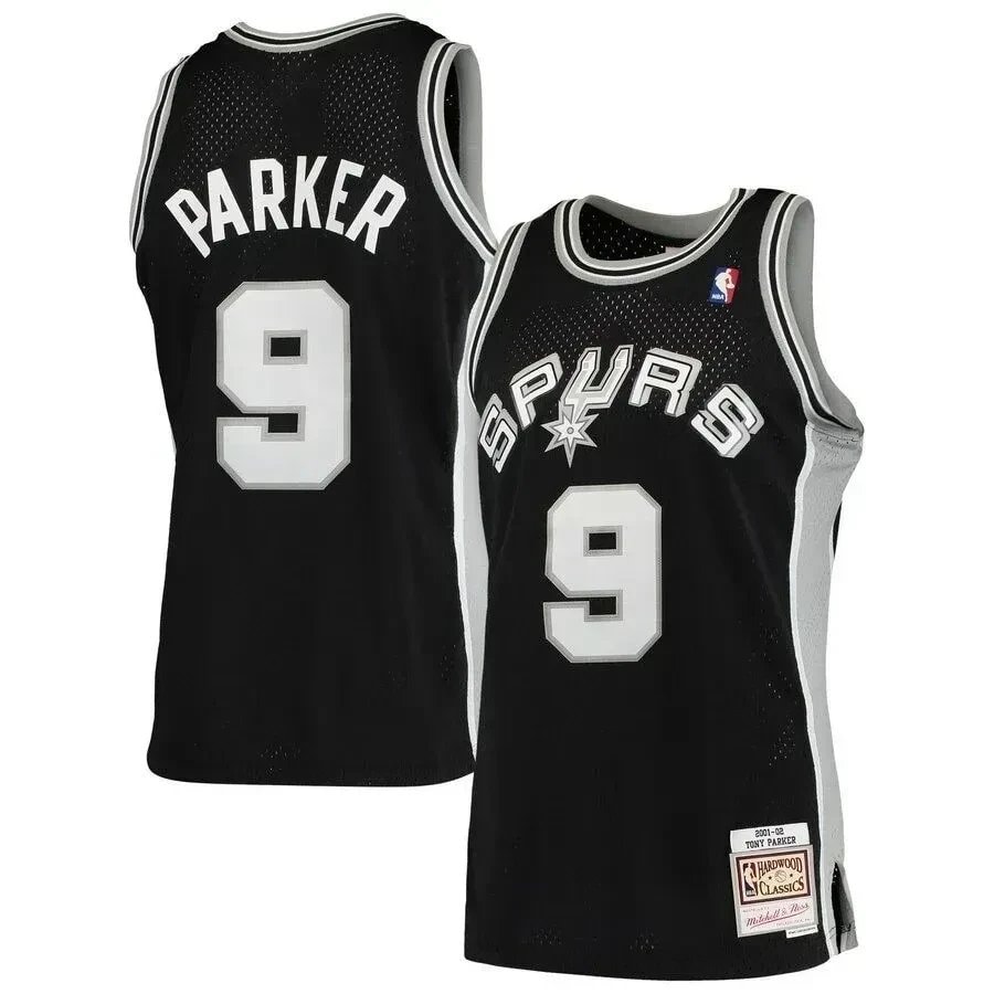 Tony Parker 9 San Antonio Spurs Mitchell & Ness 2001-02 Hardwood Classics Swingman Jersey Black