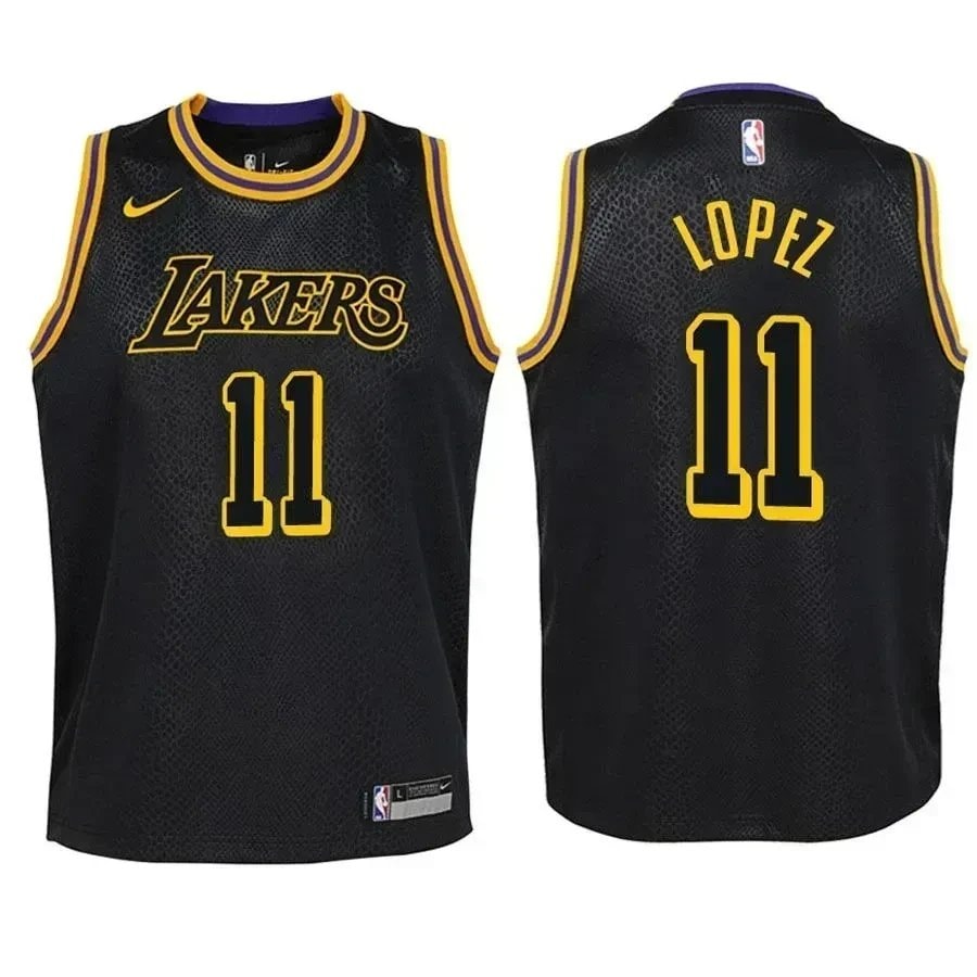 Youth Lakers Brook Lopez 11 City Edition Black Jersey - Unisex Polyester