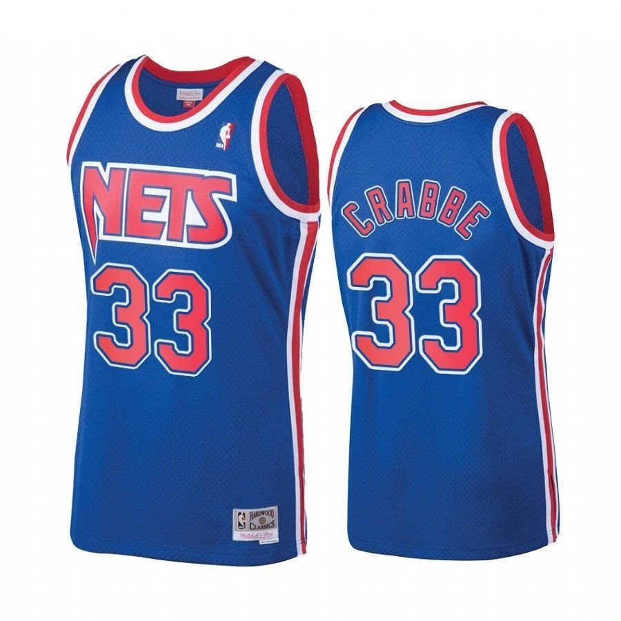 Men's New Jersey Nets Allen Crabbe #33 1992-93 Hardwood Classics Royal Jersey