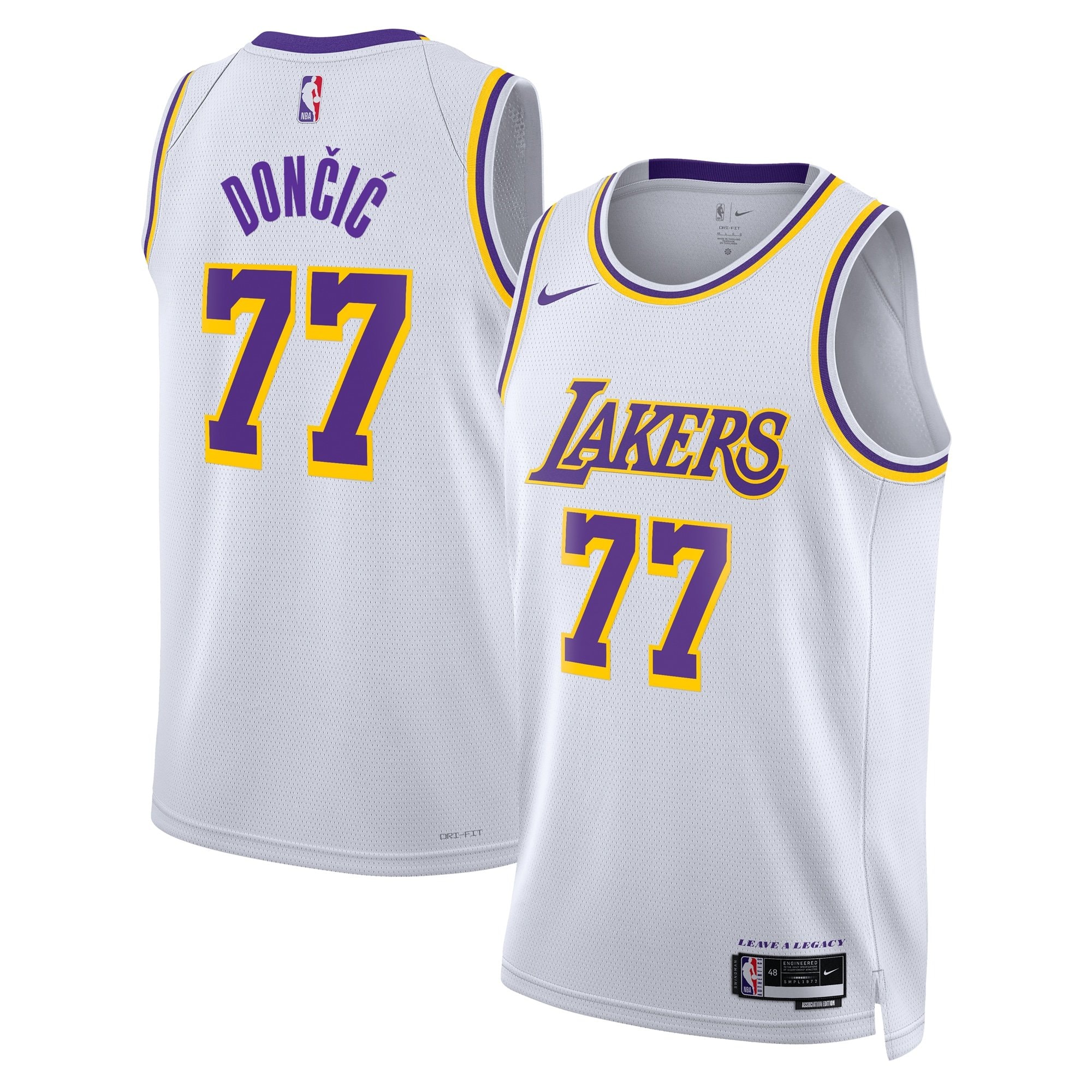 Los Angeles Lakers Association Edition Swingman Jersey White Luka Doncic Unisex