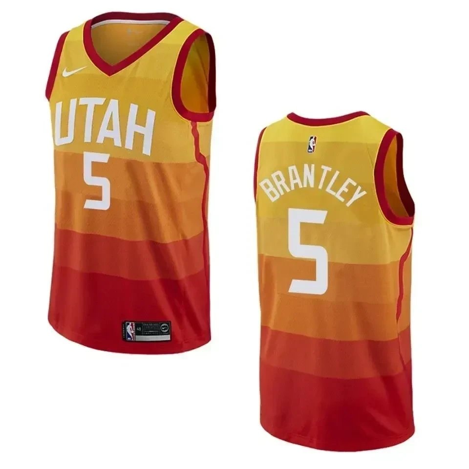 Men's Utah Jazz Jarrell Brantley City Swingman Jersey Orange Multi Color