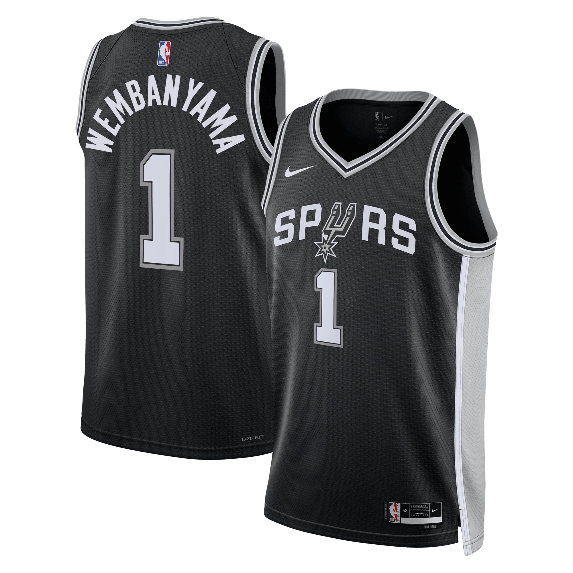 San Antonio Spurs Icon Edition Swingman Jersey Black Victor Wembanyama Unisex