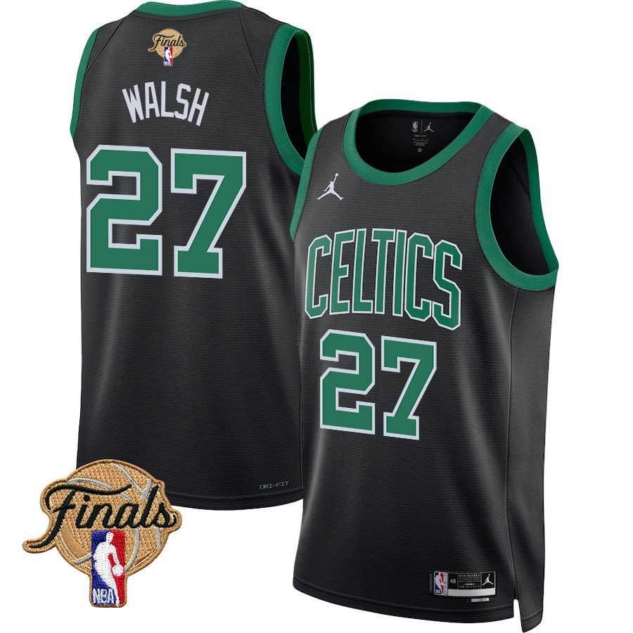 Jordan Walsh 27 Boston Celtics 2024 Finals Patch Swingman Jersey Statement Edition Black