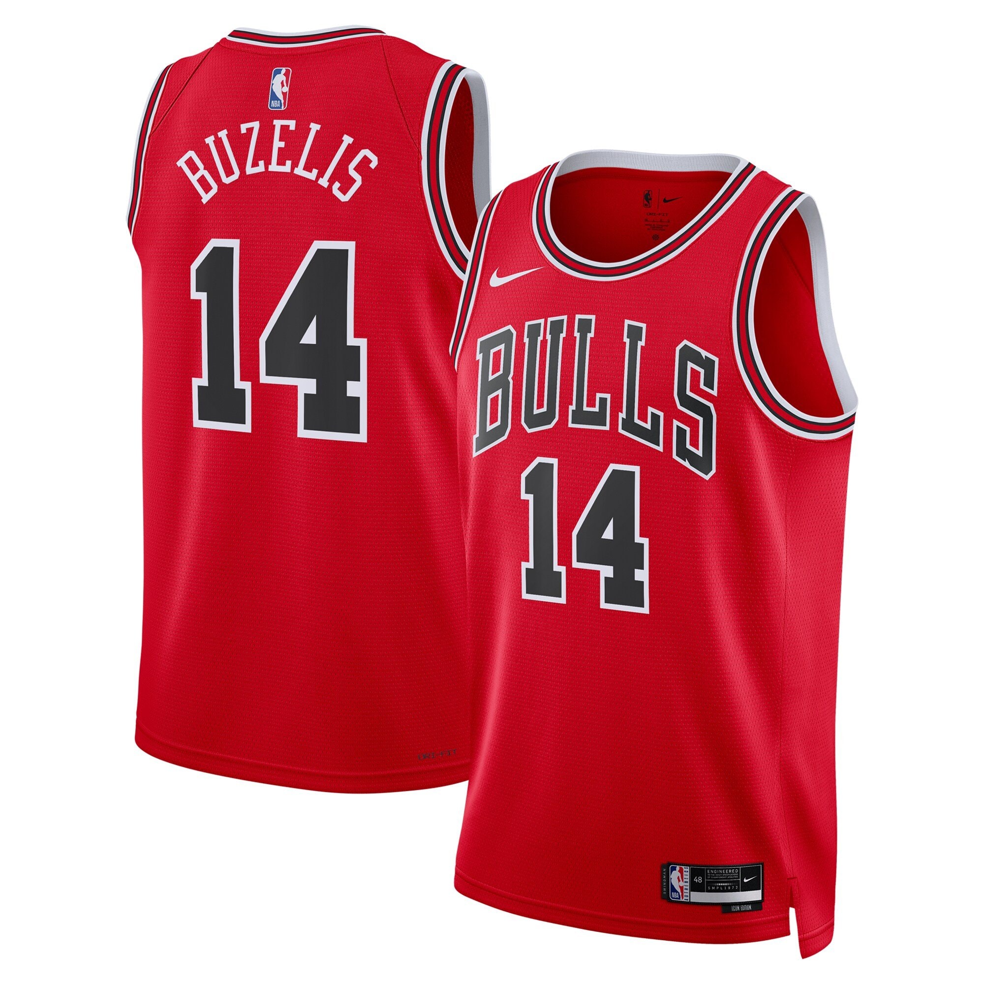 Chicago Bulls Icon Swingman Jersey Red Matas Buzelis Unisex