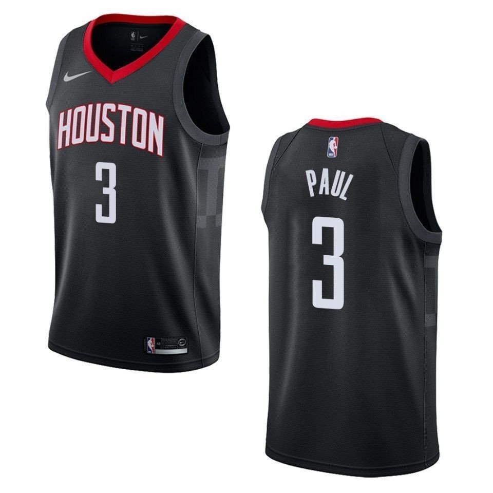 Men's Houston Rockets Chris Paul Statement Swingman Jersey Black Multi Color