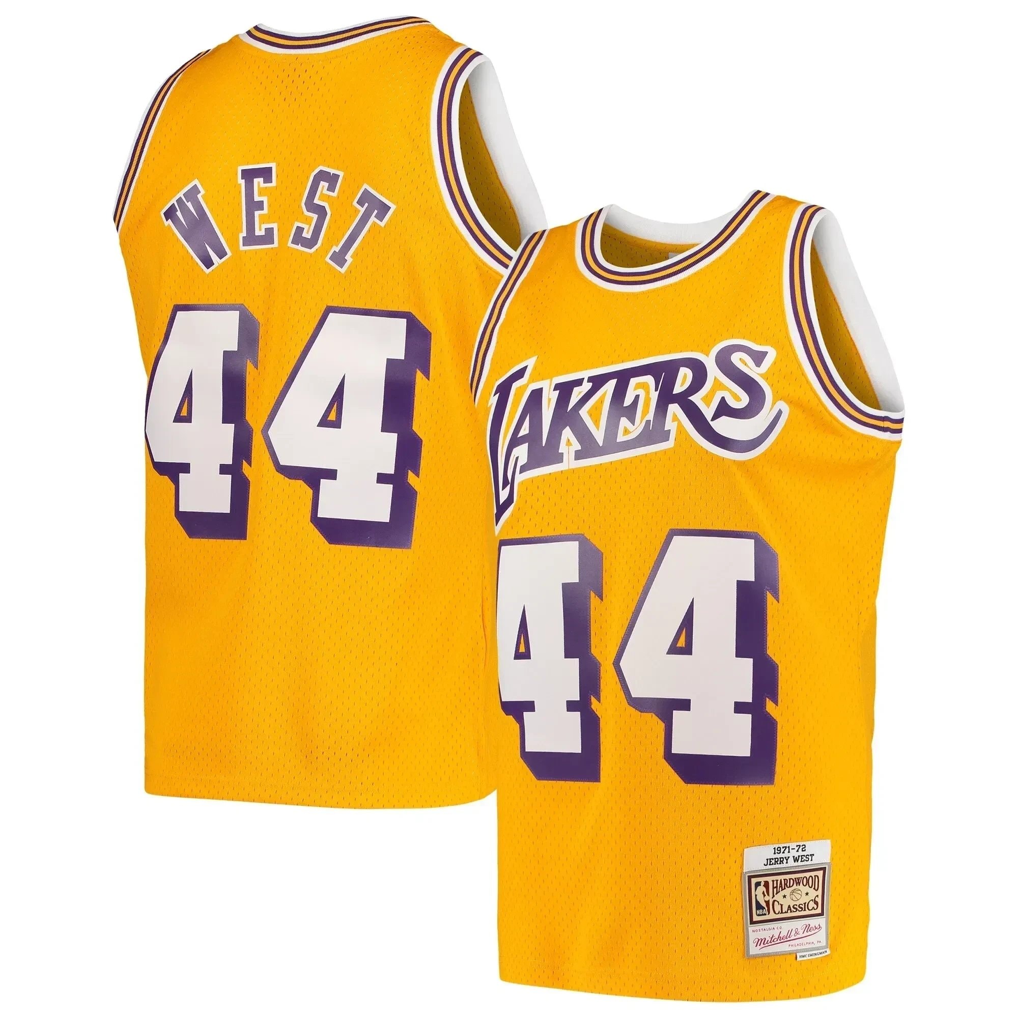 Jerry West Los Angeles Lakers Mitchell Ness Hardwood Classics 1971-72 Swingman Jersey - Gold