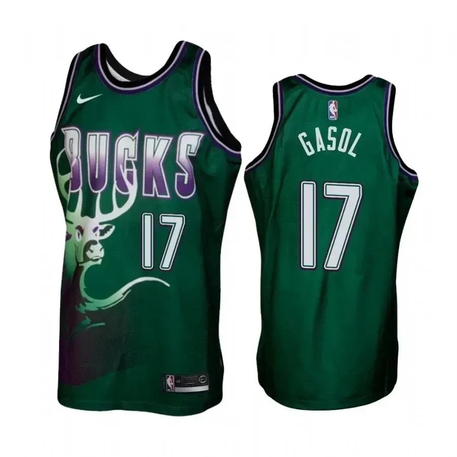 Men's Milwaukee Bucks Pau Gasol #17 Green Hardwood Classics Jersey