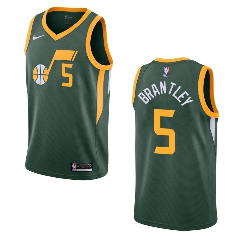 Men's Utah Jazz Jarrell Brantley #5 Earned Swingman Jersey Green Multi Color
