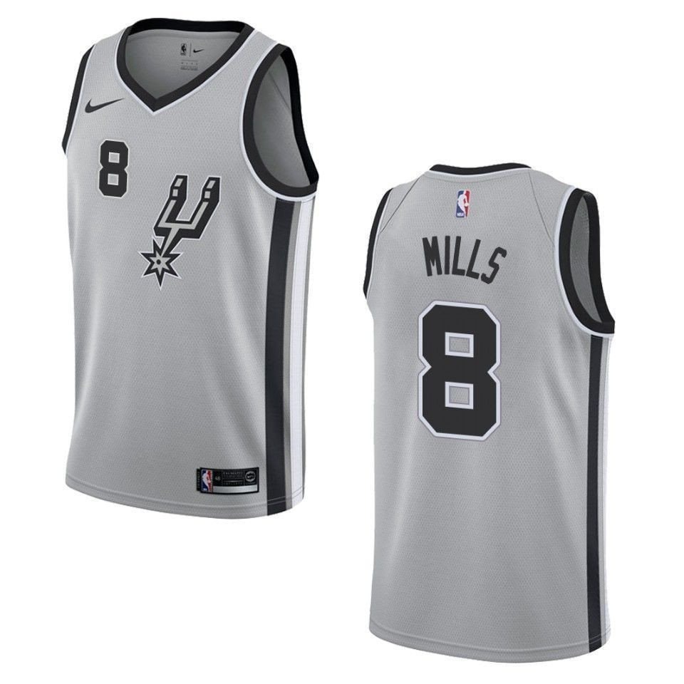 Men's San Antonio Spurs Patty Mills #8 Statement Swingman Jersey Silver