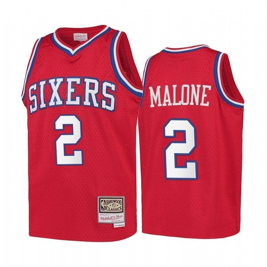 Youth Moses Malone Basketball Team Hardwood Classics Kids Jersey - Red
