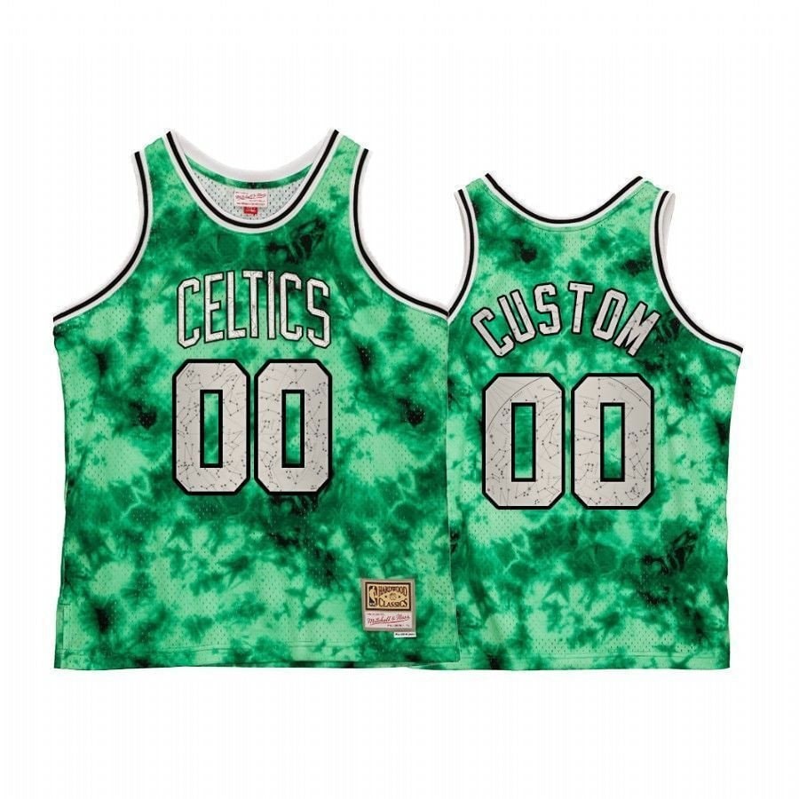 Men's Boston Celtics Custom Galaxy Constellation Jersey Green Vintage Multicolor