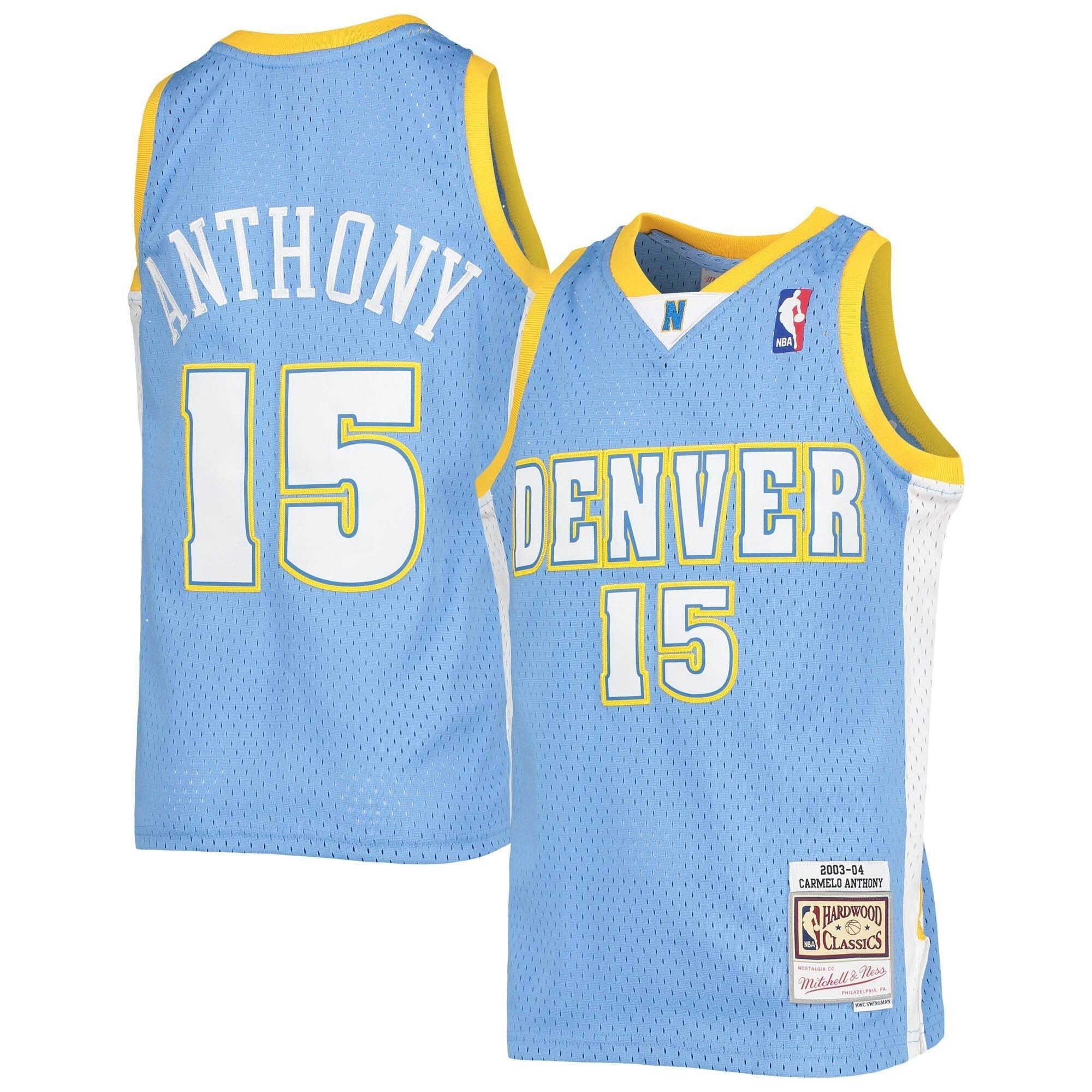 Carmelo Anthony Basketball Team Mitchell Ness Youth 2003-04 Hardwood Classics Swingman Jersey - Powder Blue