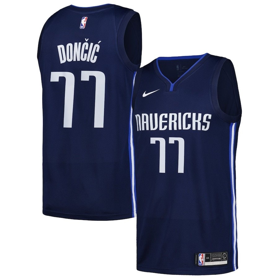 Luka Doncic 77 Dallas Mavericks Nike Swingman Jersey City Edition Navy Mens