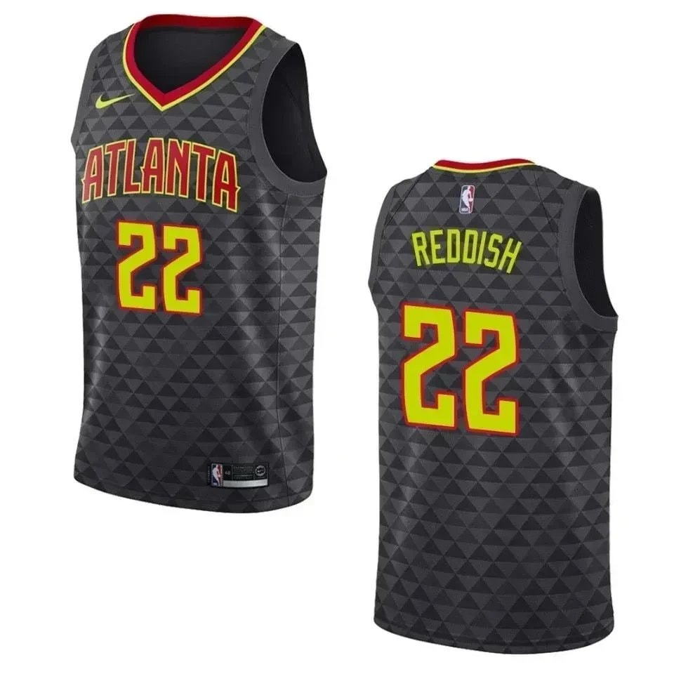 Men's Atlanta Hawks Cam Reddish #22 Icon Swingman Jersey Black Multi Color