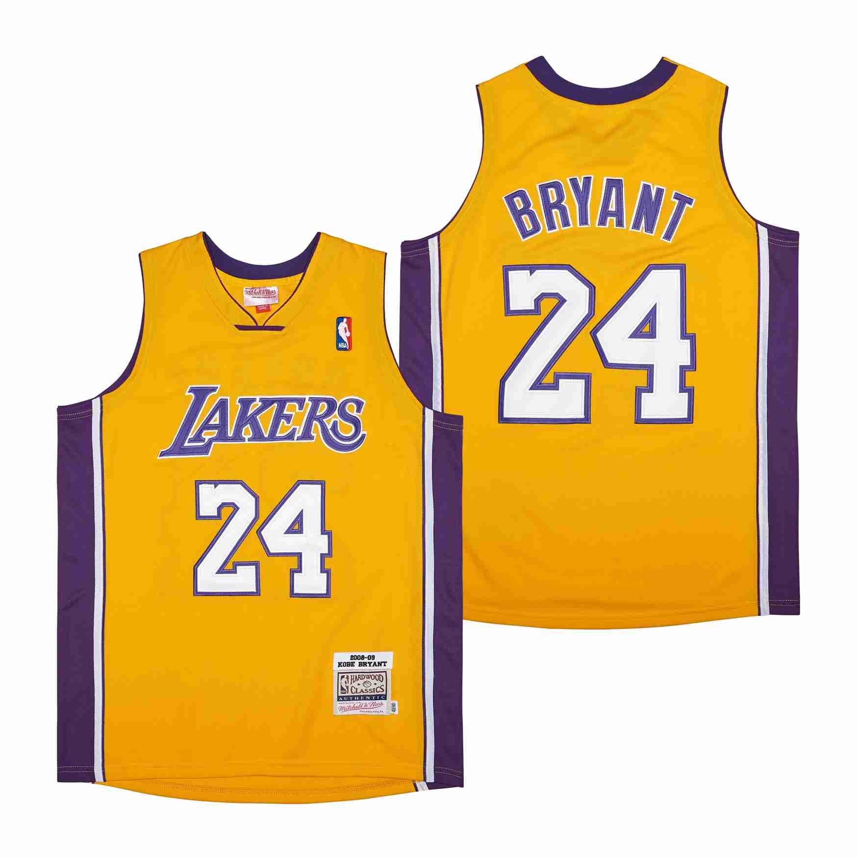 Kobe Bryant 24 Los Angeles Lakers Retro Basketball Jersey Yellow Unisex