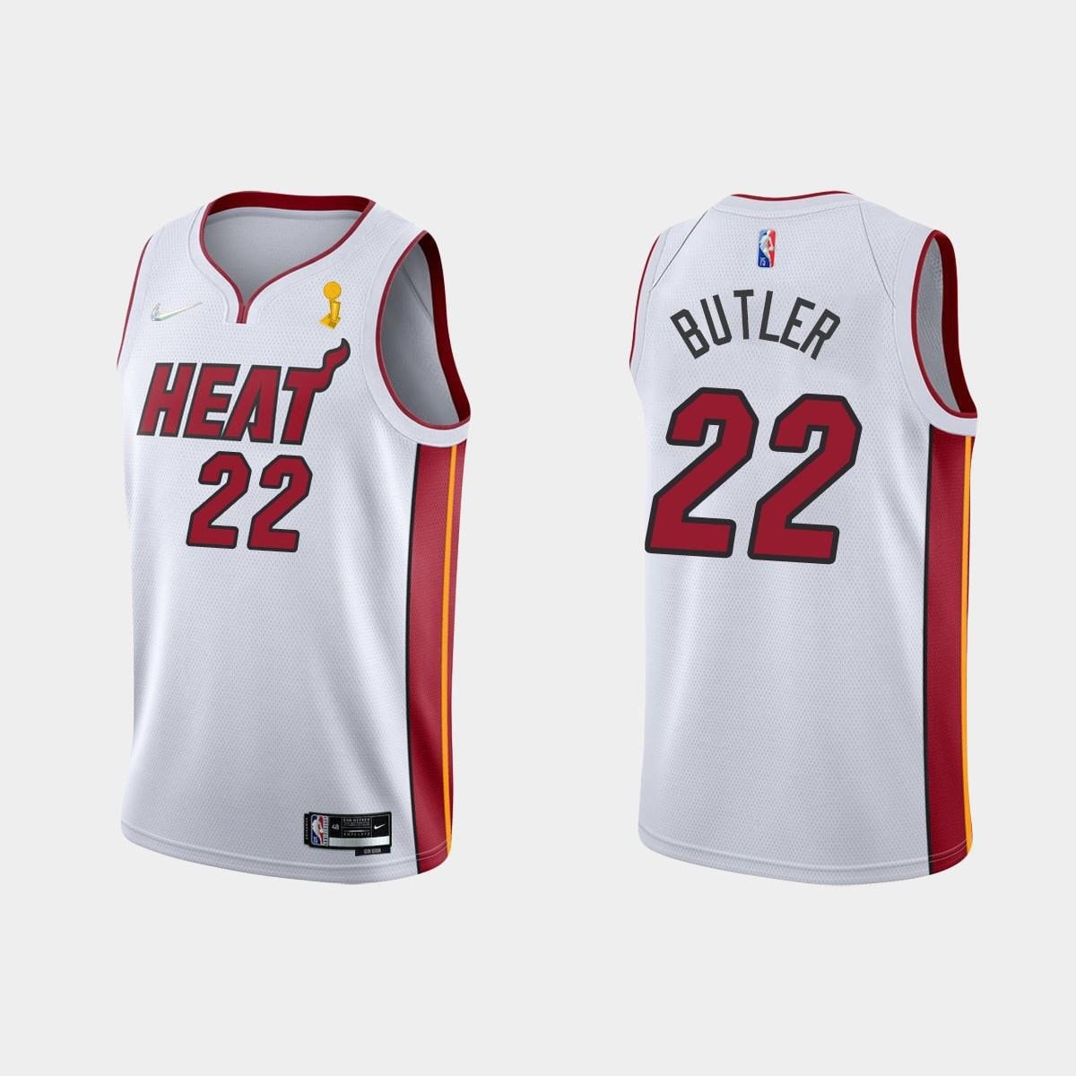 Basketball Team 22 Jimmy Butler Champions Cup 2023 Patch White Jersey