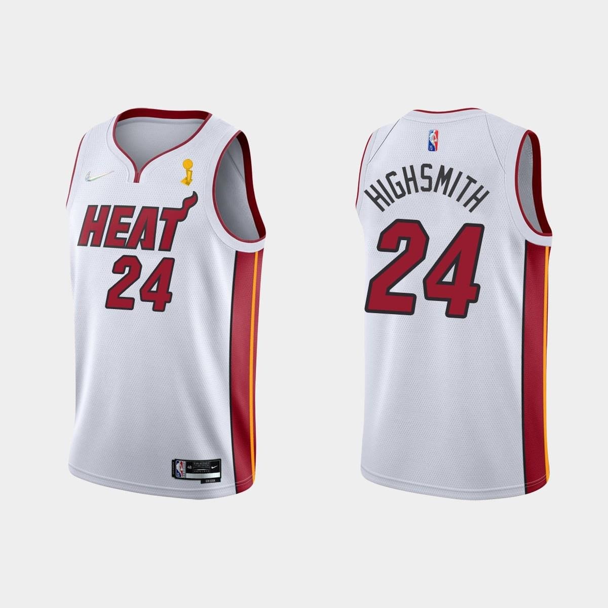 Basketball Team 24 Haywood Highsmith Champions Cup 2023 Patch White Jersey