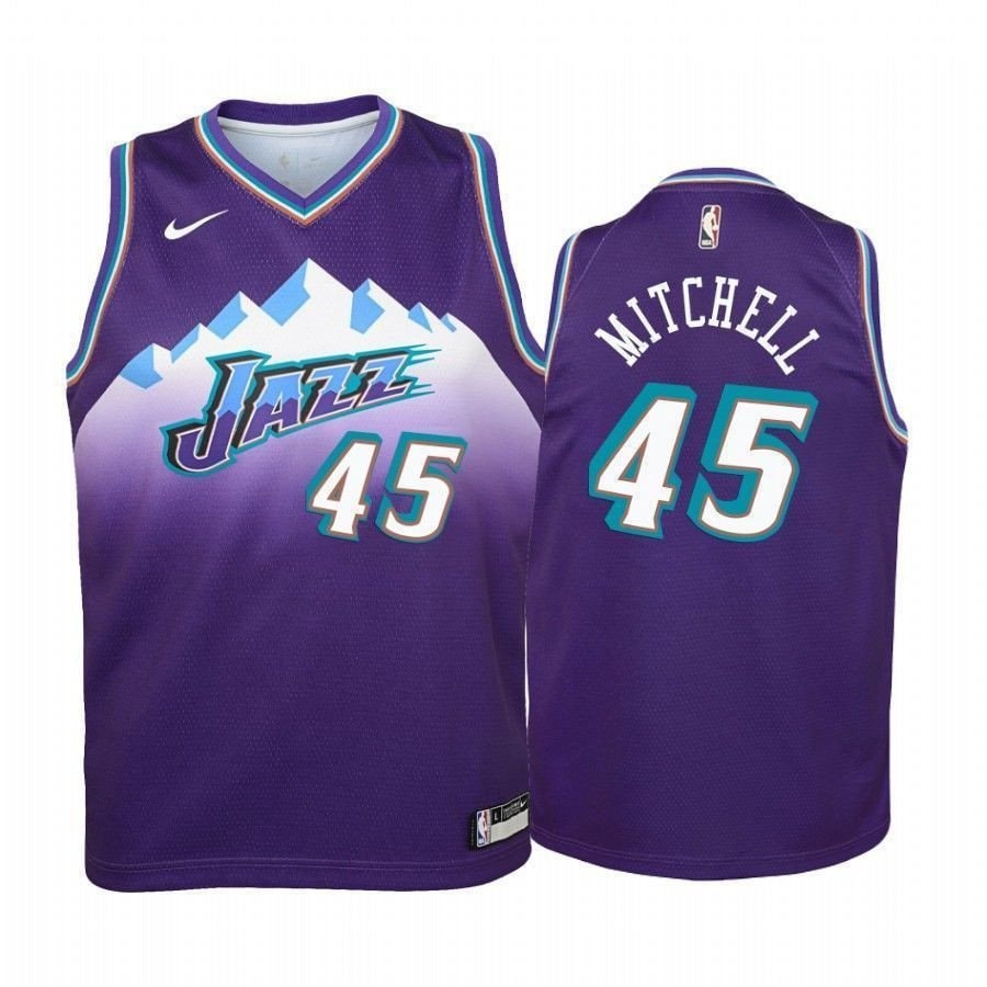 Youth Donovan Mitchell Utah Jazz Purple Hardwood Classics Jersey Unisex S-3XL