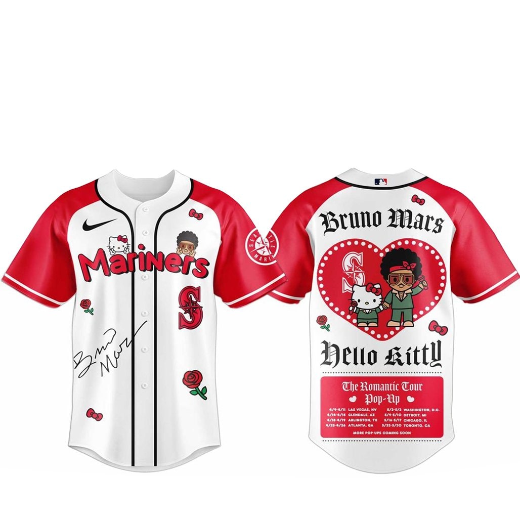 Baseball Team Bruno Mars x Hello Kitty 2026 The Romantic Tour Baseball Jersey