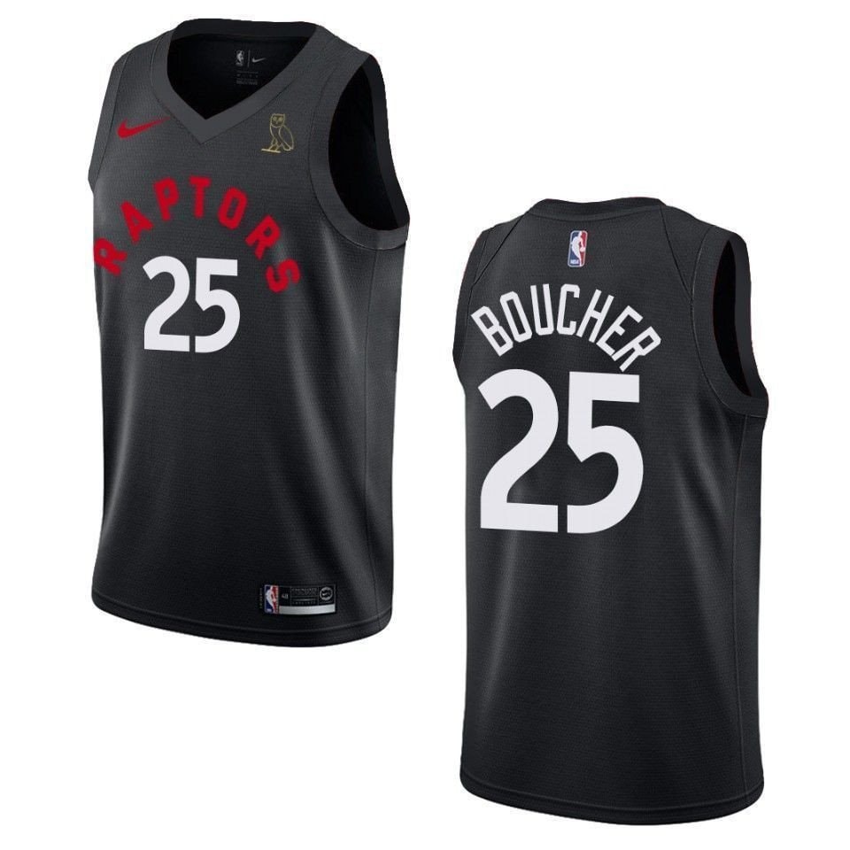 Men's Toronto Raptors Chris Boucher 25 Drake OVO Collection Jersey Black Multicolor