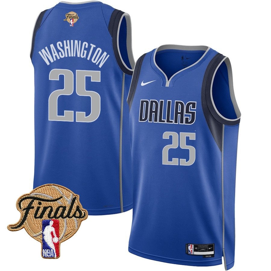 P.J. Washington 25 Dallas Mavericks 2024 Finals Patch Swingman Jersey Icon Edition Blue