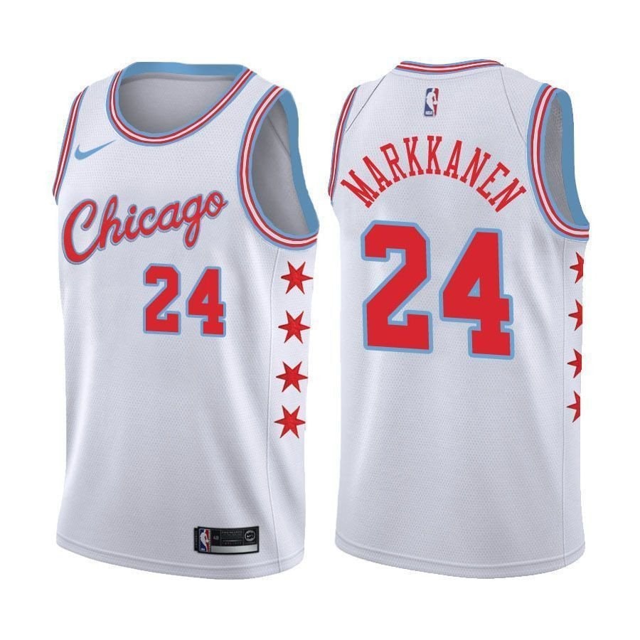 Bulls Lauri Markkanen #24 City Edition White NBA Jersey - Adult Sizes S-3XL