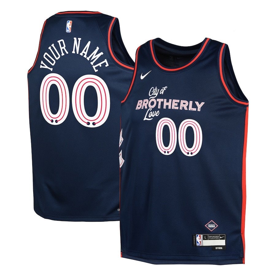 Philadelphia 76ers 2023/24 City Edition Swingman Custom Youth Jersey - Navy