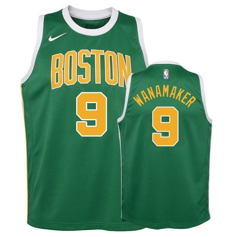 Youth Celtics Bradley Wanamaker #9 2018-19 Earned Green Multicolor Jersey S-3XL