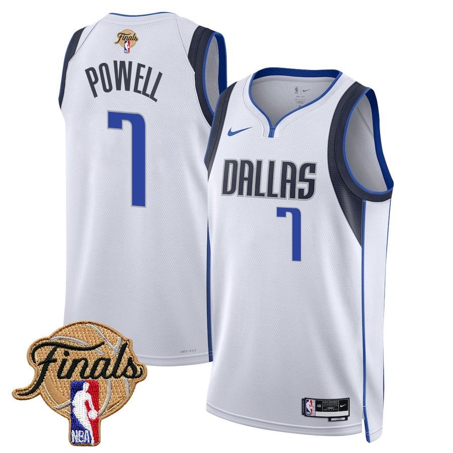 Dwight Powell 7 Dallas Mavericks 2024 Finals Patch Swingman Jersey Association Edition White