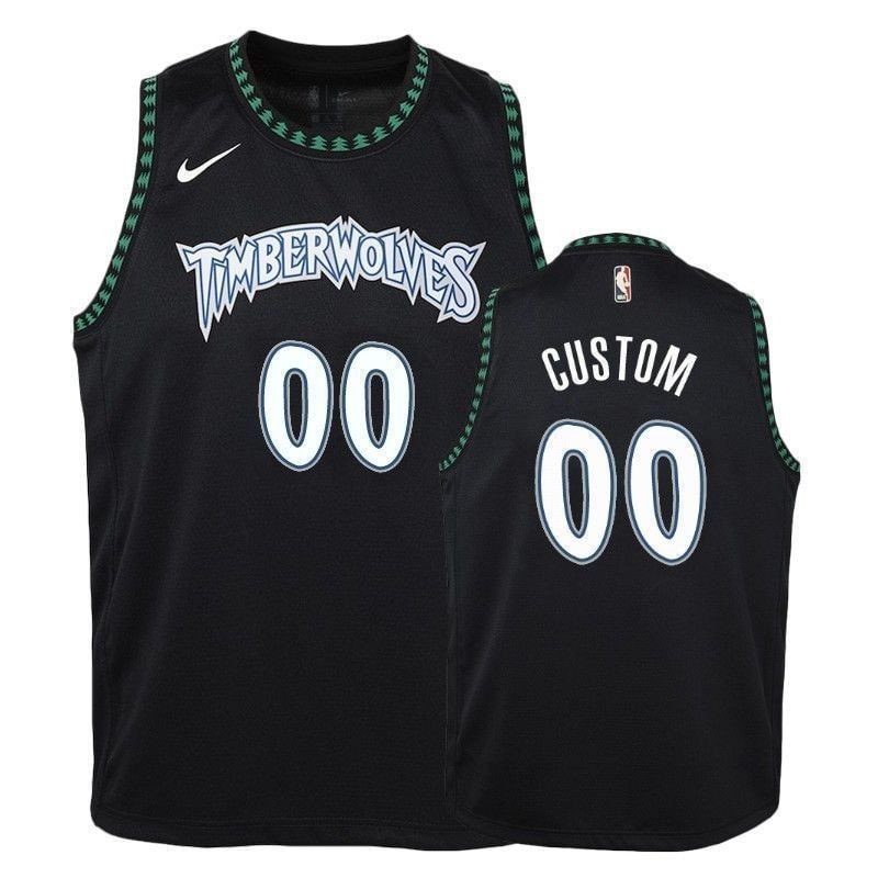 Youth Timberwolves Custom 00 Hardwood Classics Black Jersey - Unisex Polyester Athletic Wear