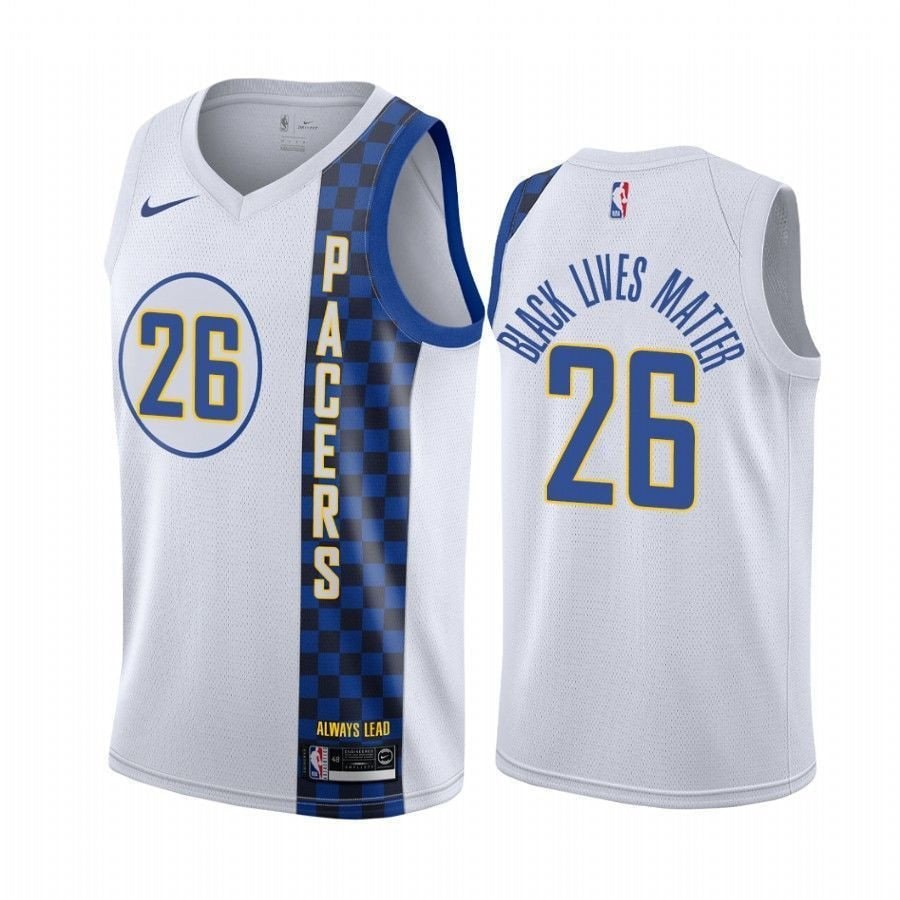 Men's Jeremy Lamb Black Lives Matter Pacers City Jersey Black Multi Color Polyester NBA Fan Jersey