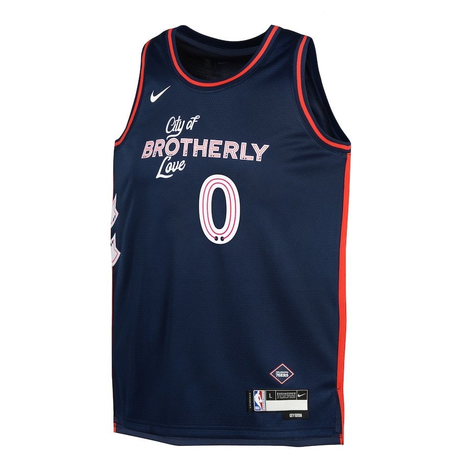 Tyrese Maxey 0 Philadelphia 76ers 2023/24 City Edition Swingman Youth Jersey Navy