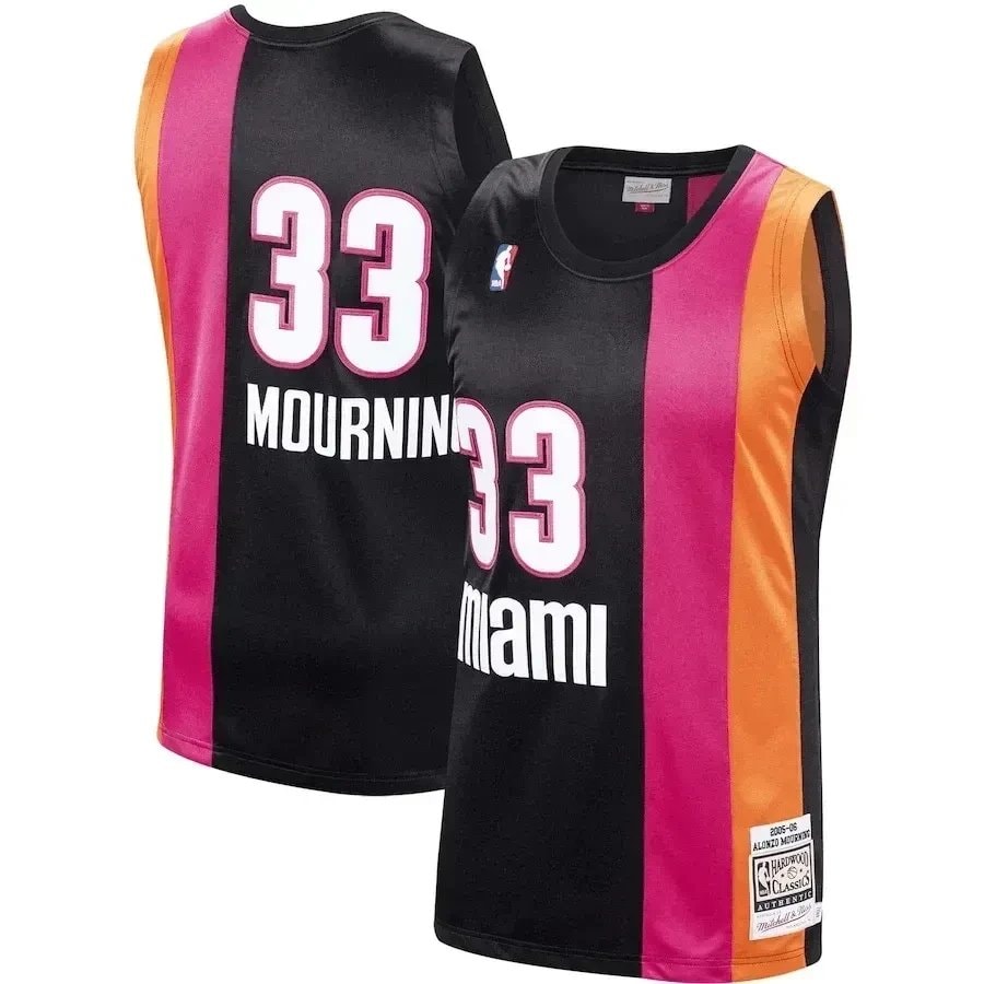 Alonzo Mourning Miami Heat Mitchell & Ness Hardwood Classics 2005-06 Jersey Black Multicolor