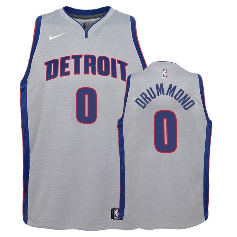 Youth Andre Drummond 0 Detroit Pistons State Gray Jersey Unisex S-3XL