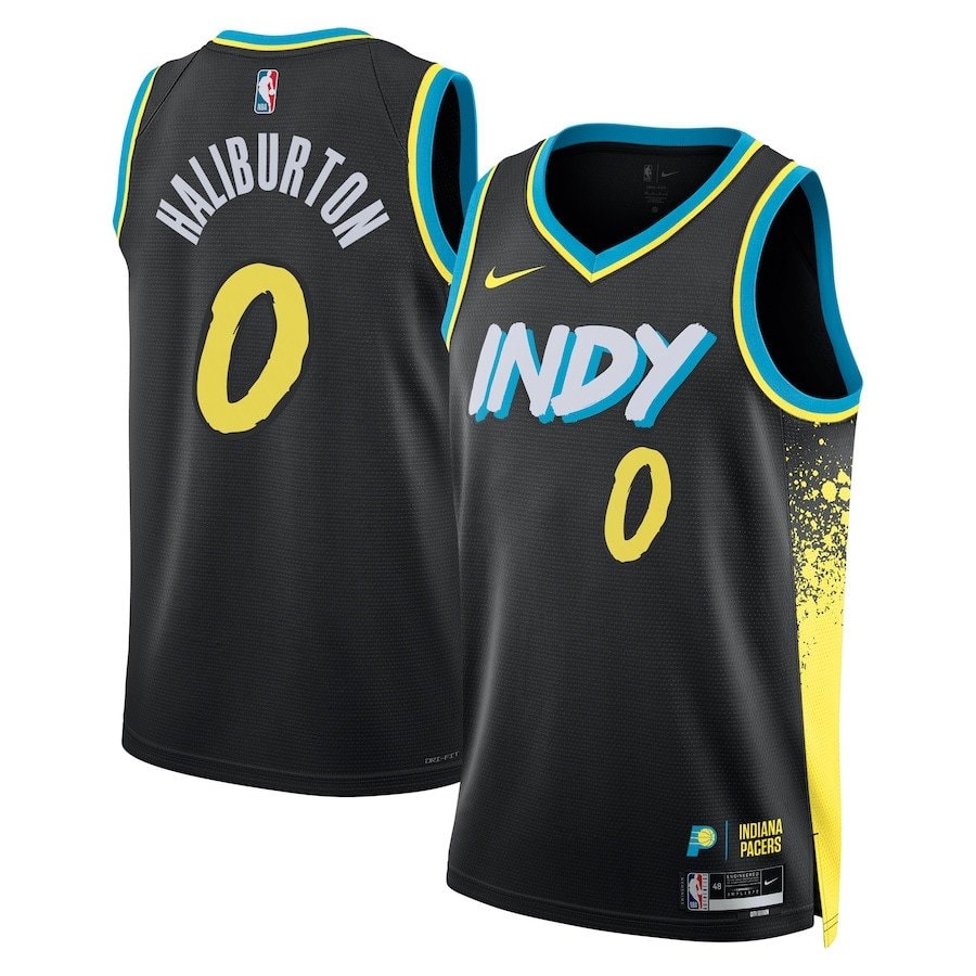 Tyrese Haliburton 0 Indiana Pacers 2023/24 City Edition Swingman Jersey Black