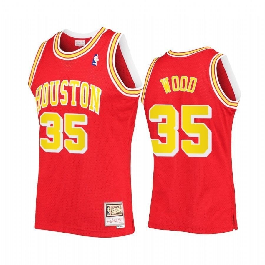 Men's Christian Wood 35 Houston Rockets Red Hardwood Classics Jersey