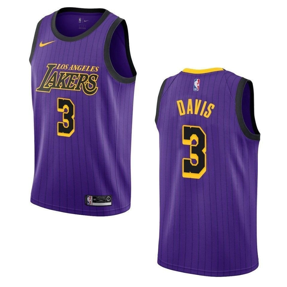 Men's Los Angeles Lakers Anthony Davis City Swingman Jersey Purple Multi Color