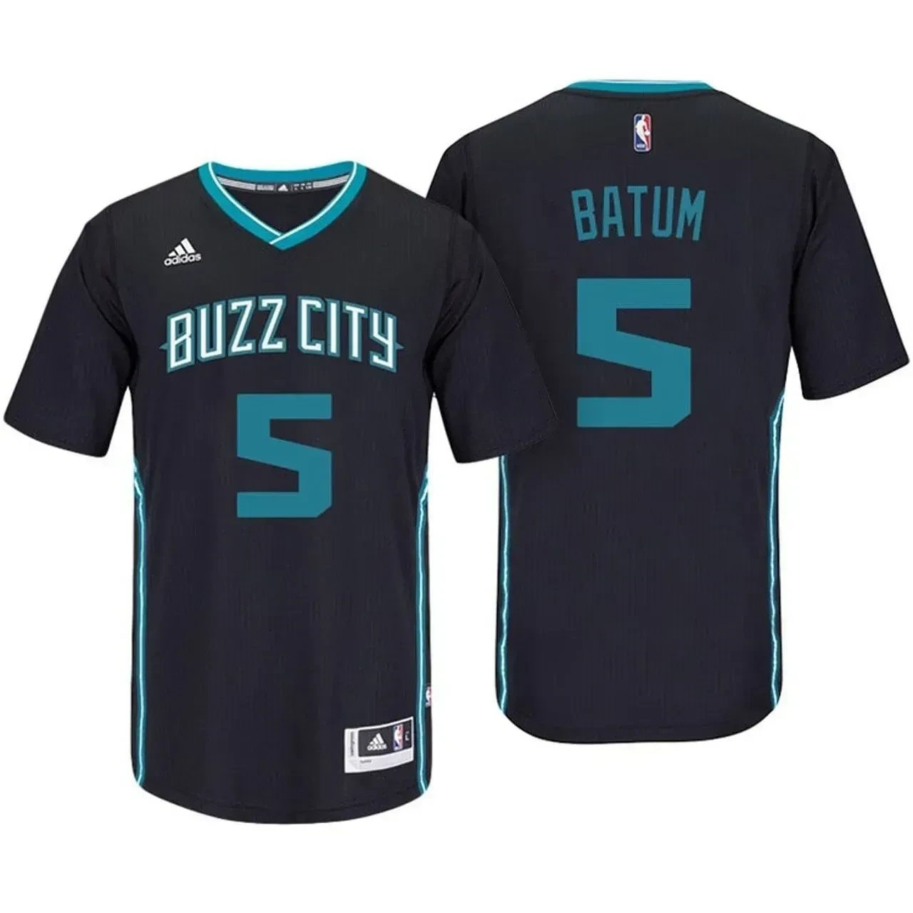 Nicolas Batum Charlotte Hornets #5 Black Buzz City Pride Sleeved Swingman Jersey Mens